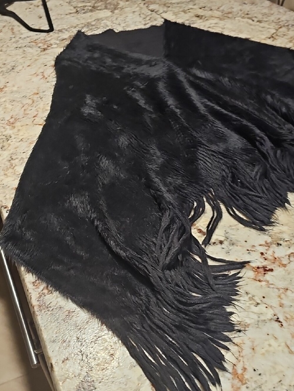 Black Faux Fur Shawl Poncho - Picture 6 of 12